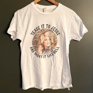 Dolly Parton shirt white t shirt size m